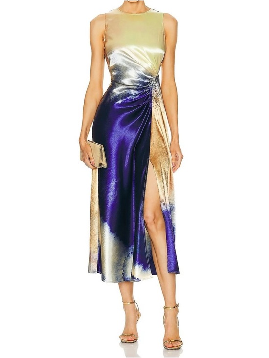 Ulla Johnson Dresses & Skirts - Ulla Johnson Gold & Purple Satin Cordelia Midi Dress